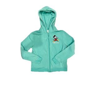 Walt Disney World Women’s XS Mickey Mouse‎ Teal Blue Zip Up Jacket Embroidered